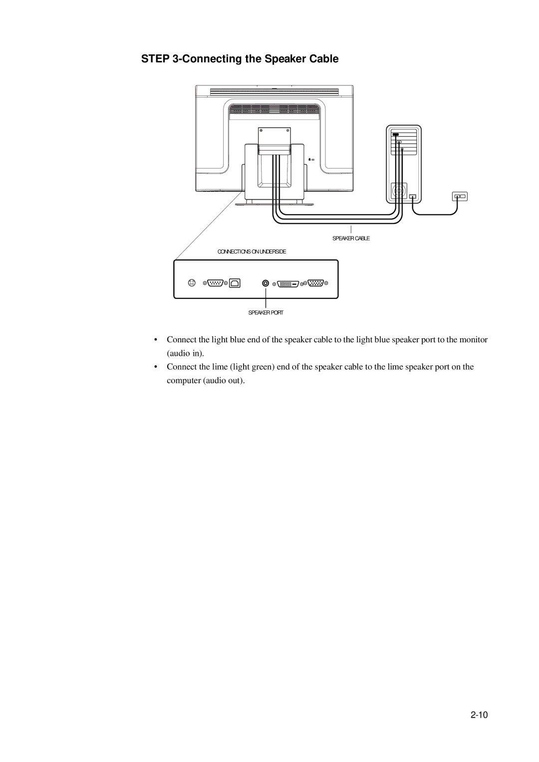 Elo TouchSystems 2400LM manual Connecting the Speaker Cable 