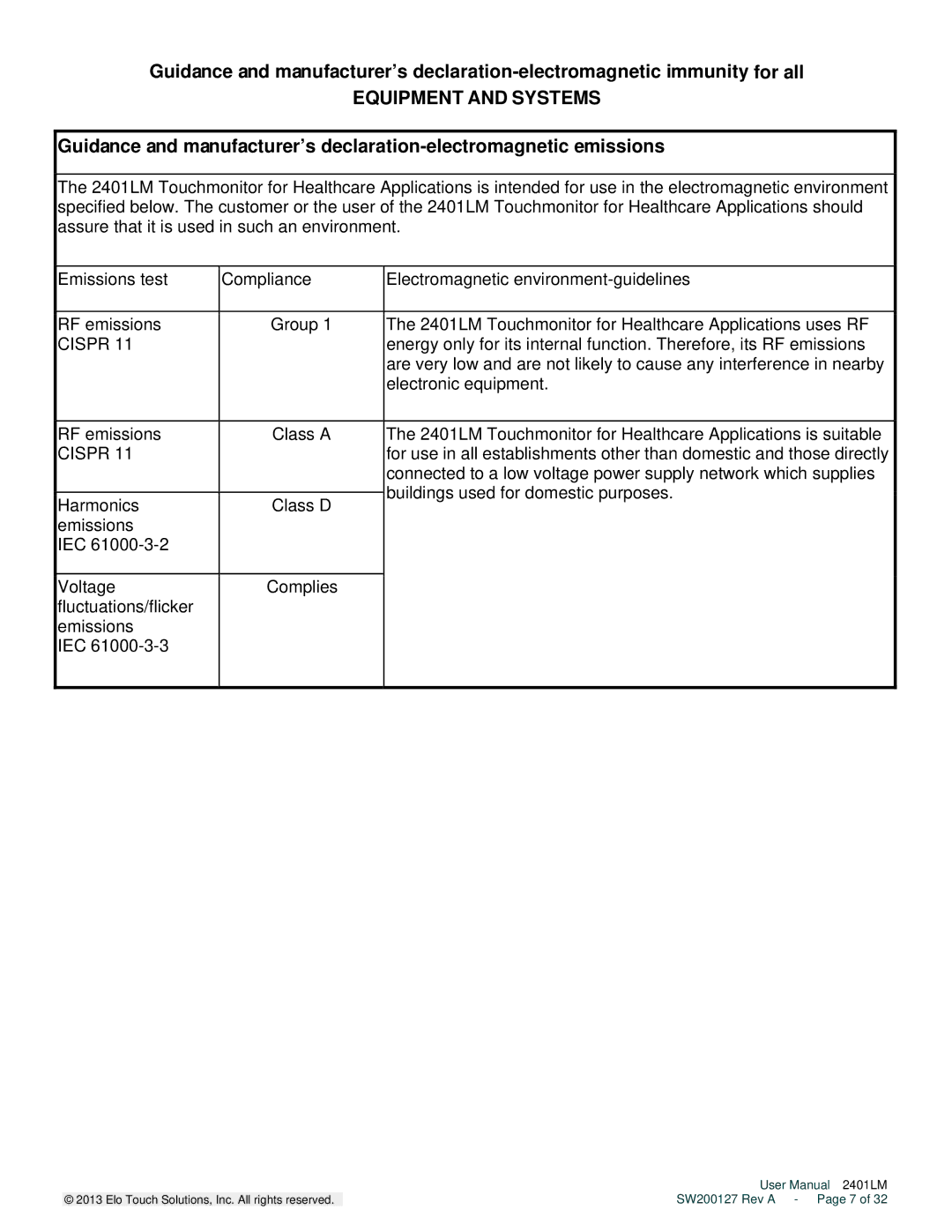 Elo TouchSystems 2401LM user manual Equipment and Systems 