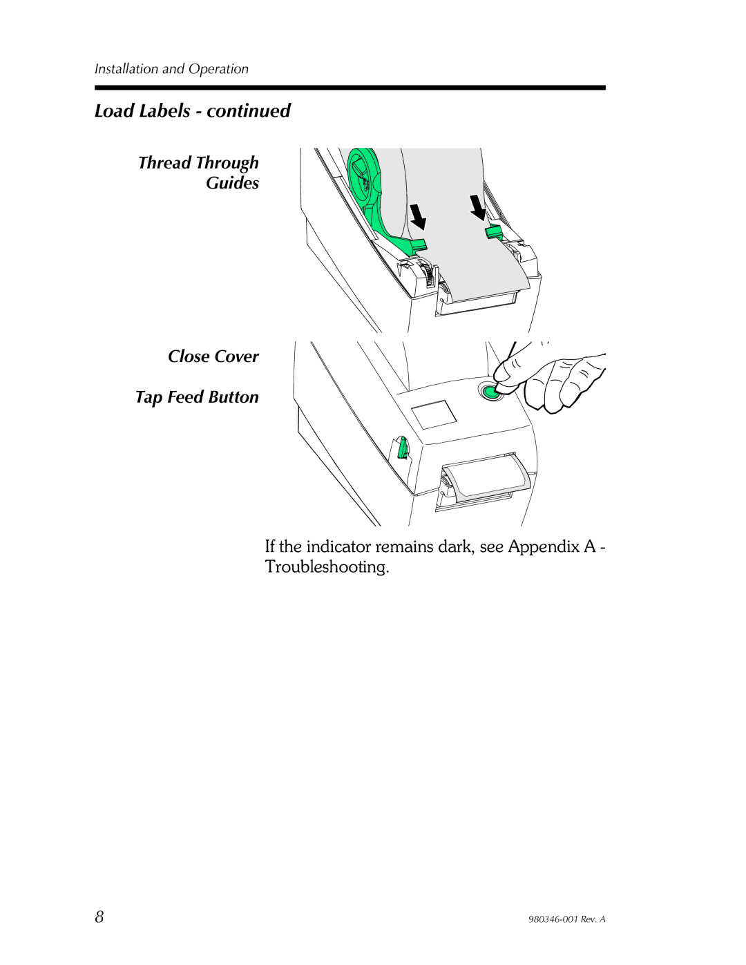 Elo TouchSystems 282P101110000, 282P101510000, 282P101210000, 2824 Thread Through Guides Close Cover Tap Feed Button 