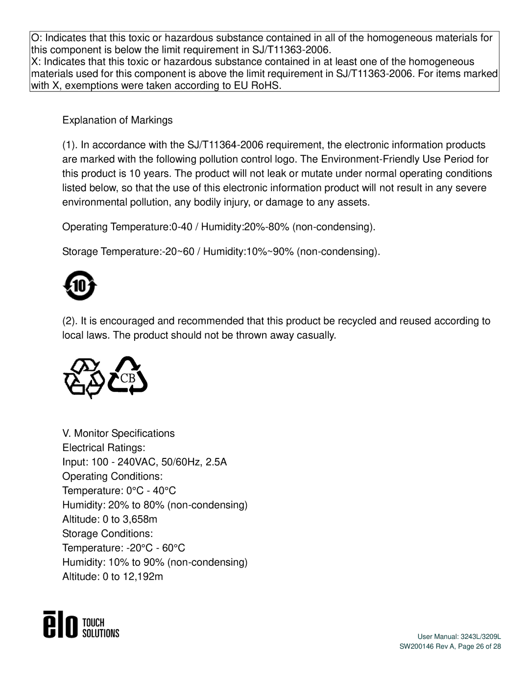 Elo TouchSystems 3243L/3209L user manual SW200146 Rev A, Page 26 