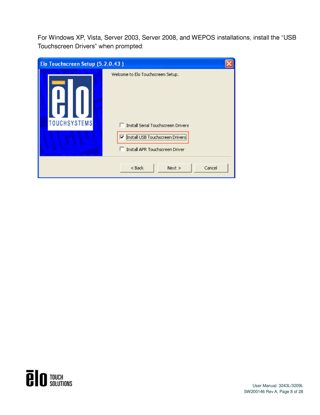 Elo TouchSystems 3243L/3209L user manual SW200146 Rev A, Page 8 