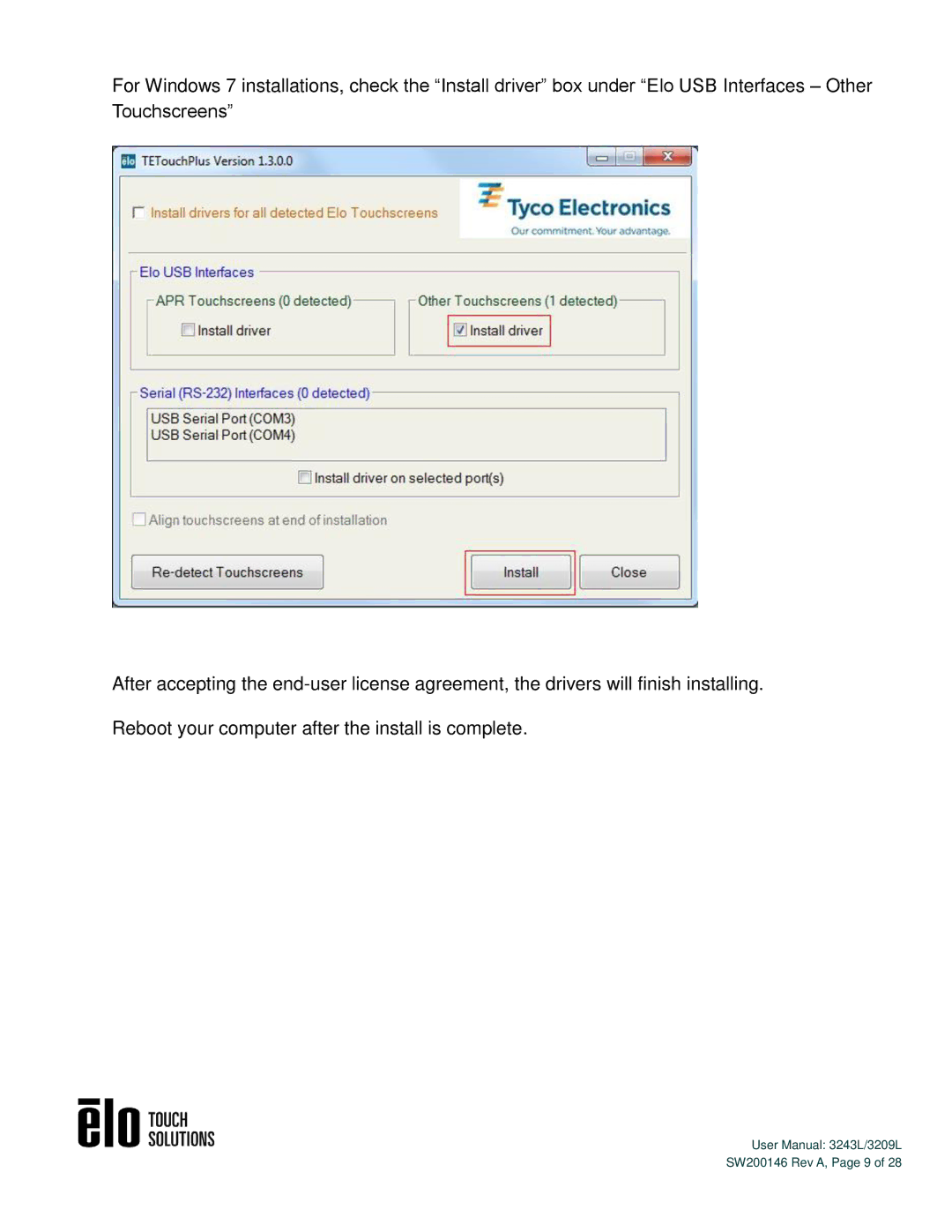 Elo TouchSystems 3243L/3209L user manual SW200146 Rev A, Page 9 