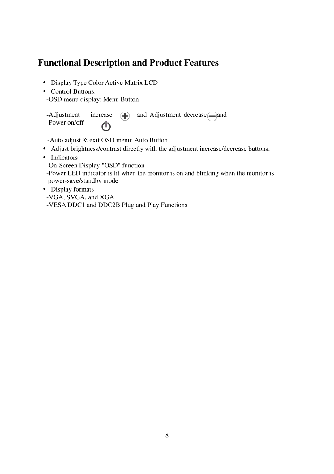 Elo TouchSystems AMM15TK2-TEW operation manual Functional Description and Product Features 