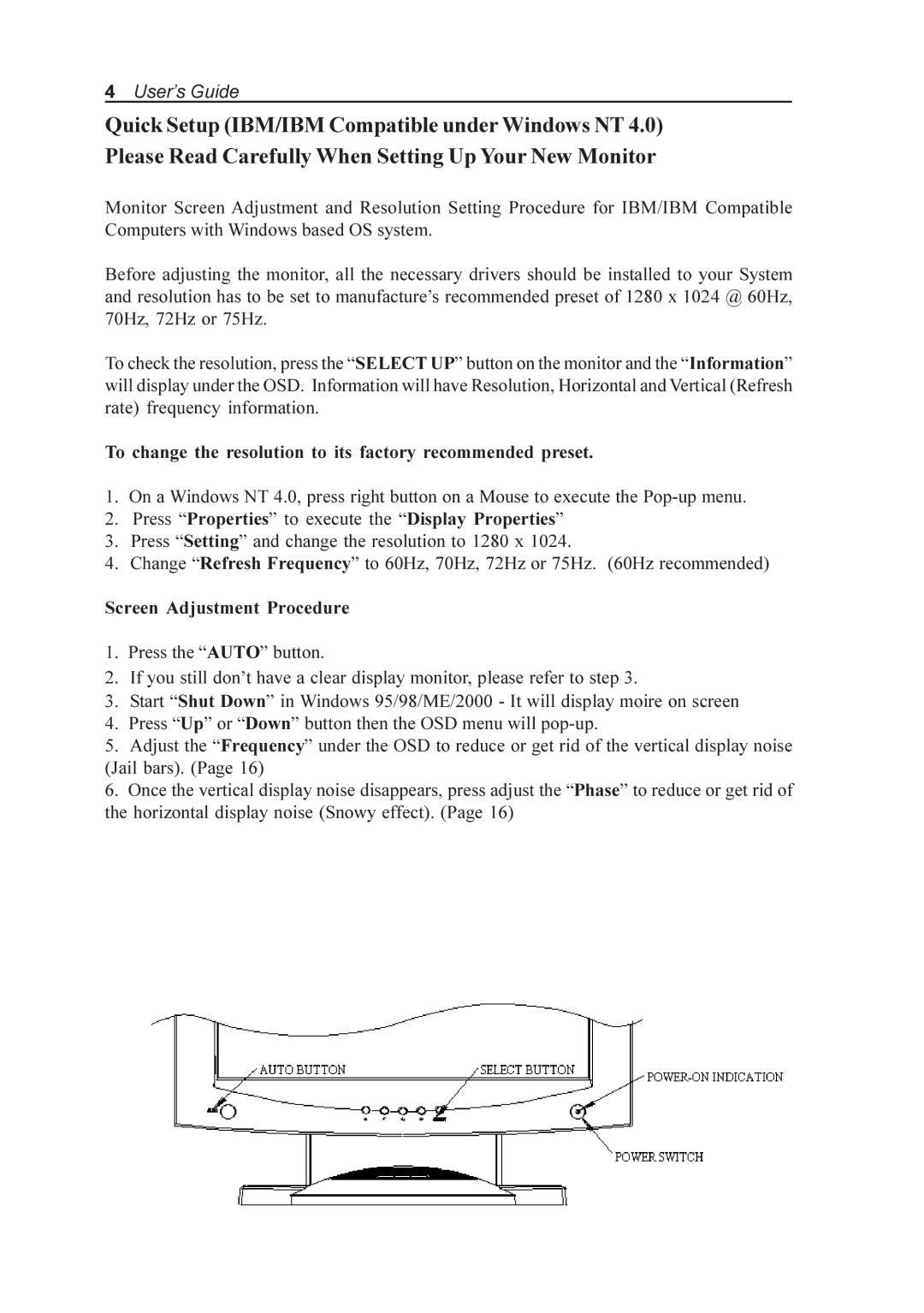 Elo TouchSystems AMM170TK, AMM18TK, AMM19TK, AMM17TK manual To change the resolution to its factory recommended preset 