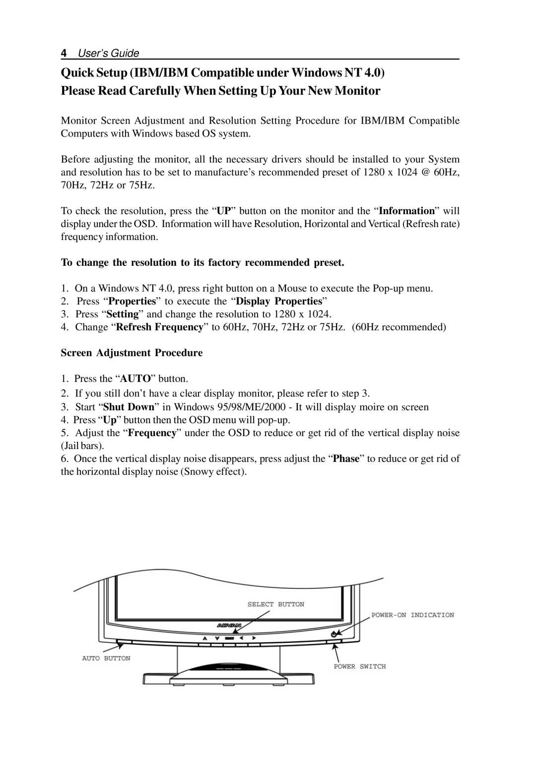 Elo TouchSystems AMM18TK2, AMM17TK2, AMM170TK2, AMM19TK2 manual To change the resolution to its factory recommended preset 