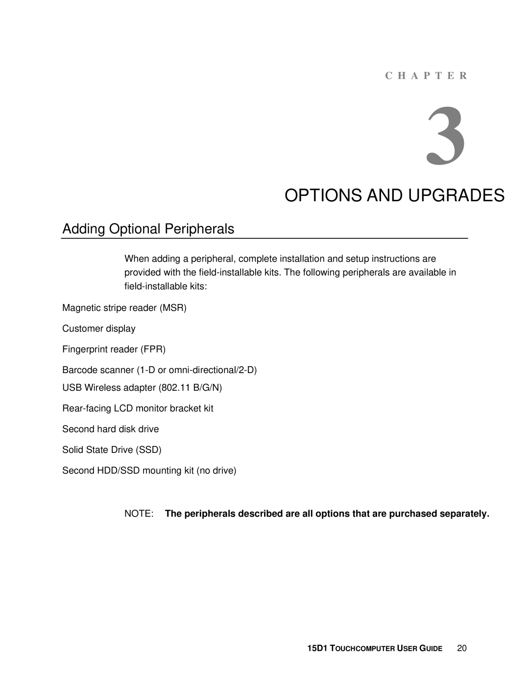 Elo TouchSystems D-Series Rev.C] manual Options and Upgrades, Adding Optional Peripherals 