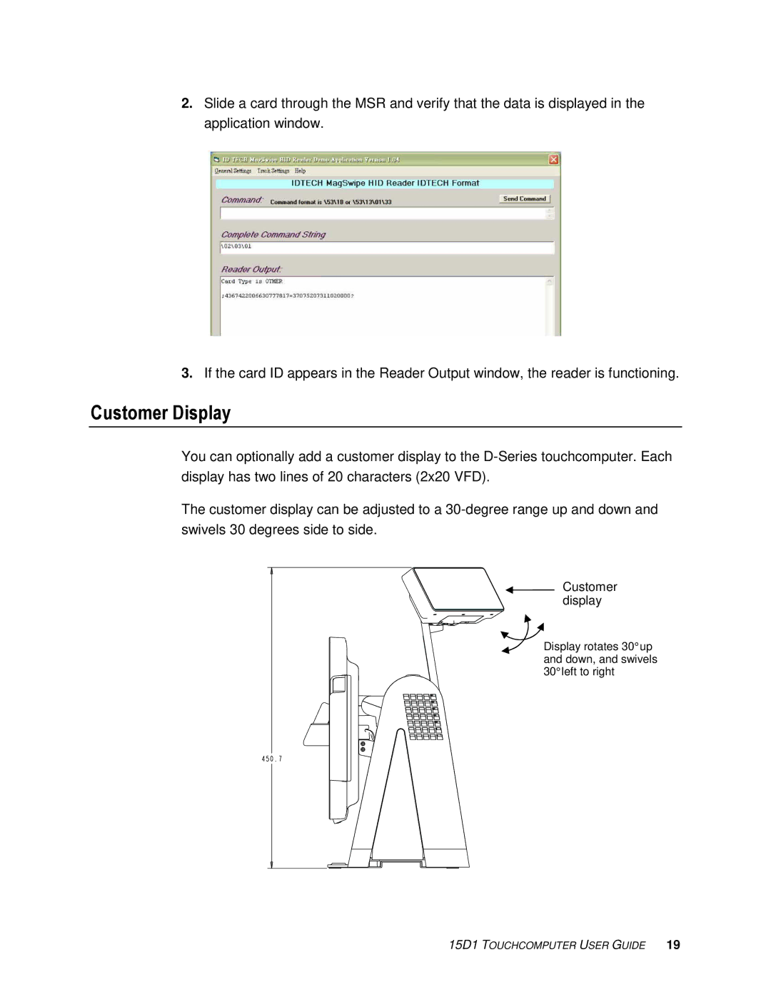 Elo TouchSystems D-Series manual Customer Display 