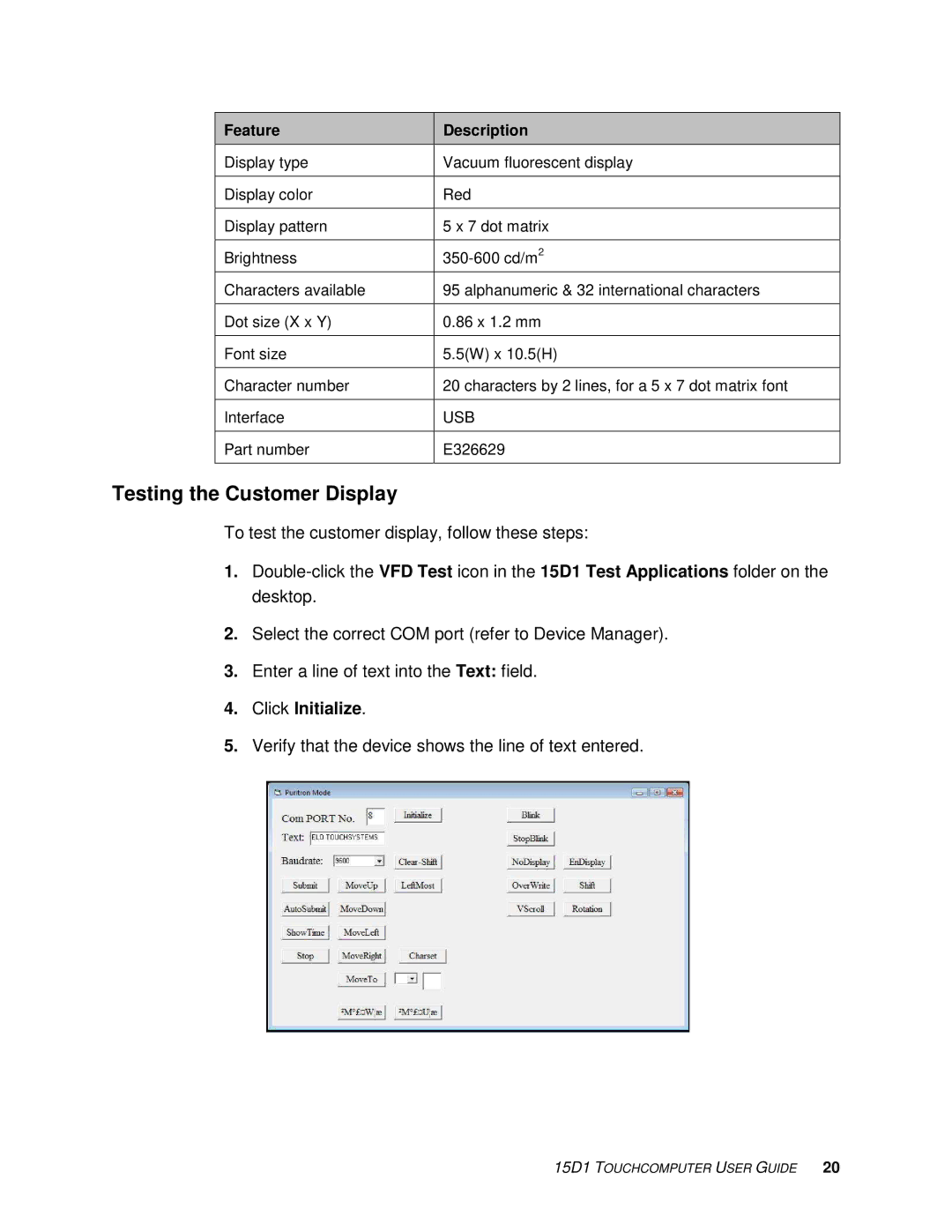 Elo TouchSystems D-Series manual Testing the Customer Display 