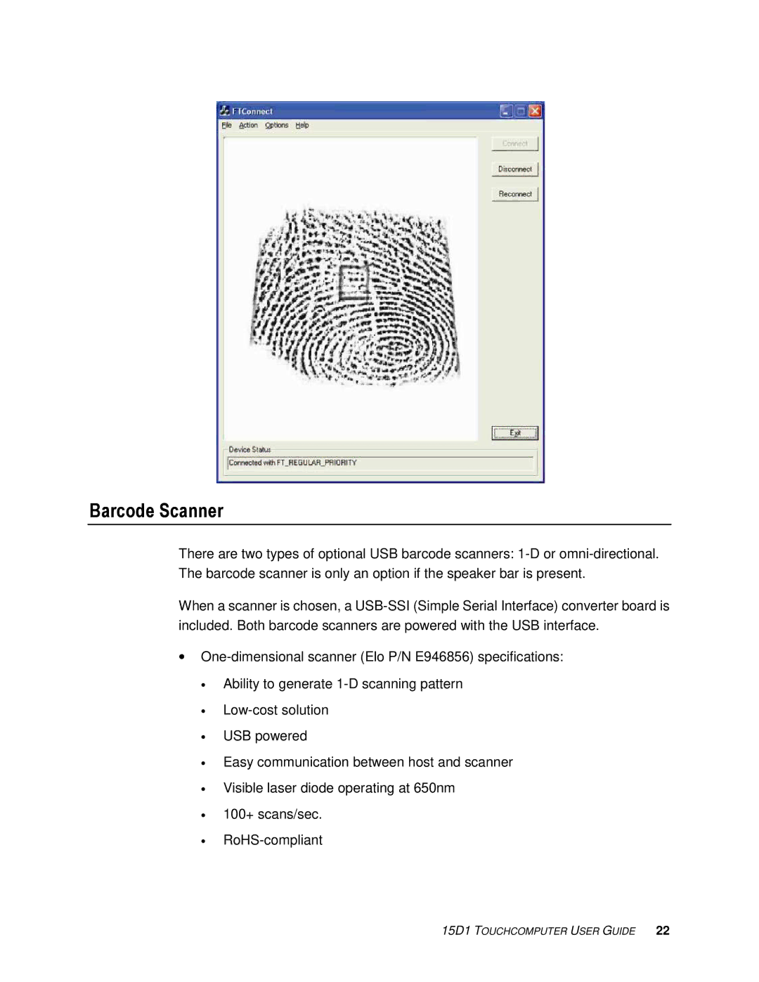 Elo TouchSystems D-Series manual Barcode Scanner 