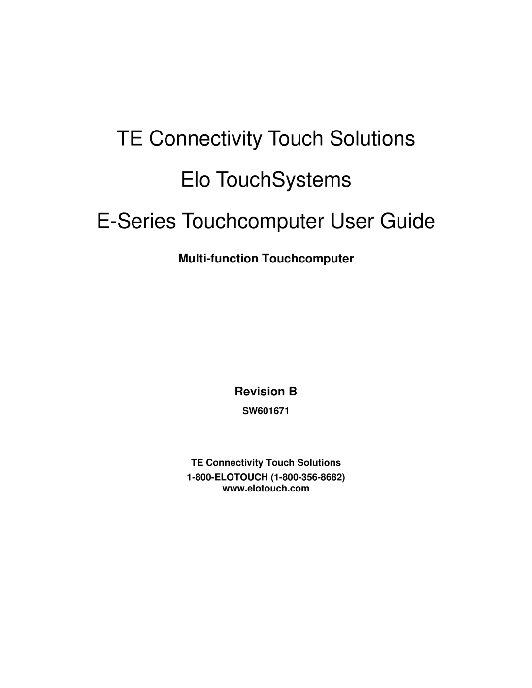 Elo TouchSystems E-Series manual Multi-function Touchcomputer Revision B 