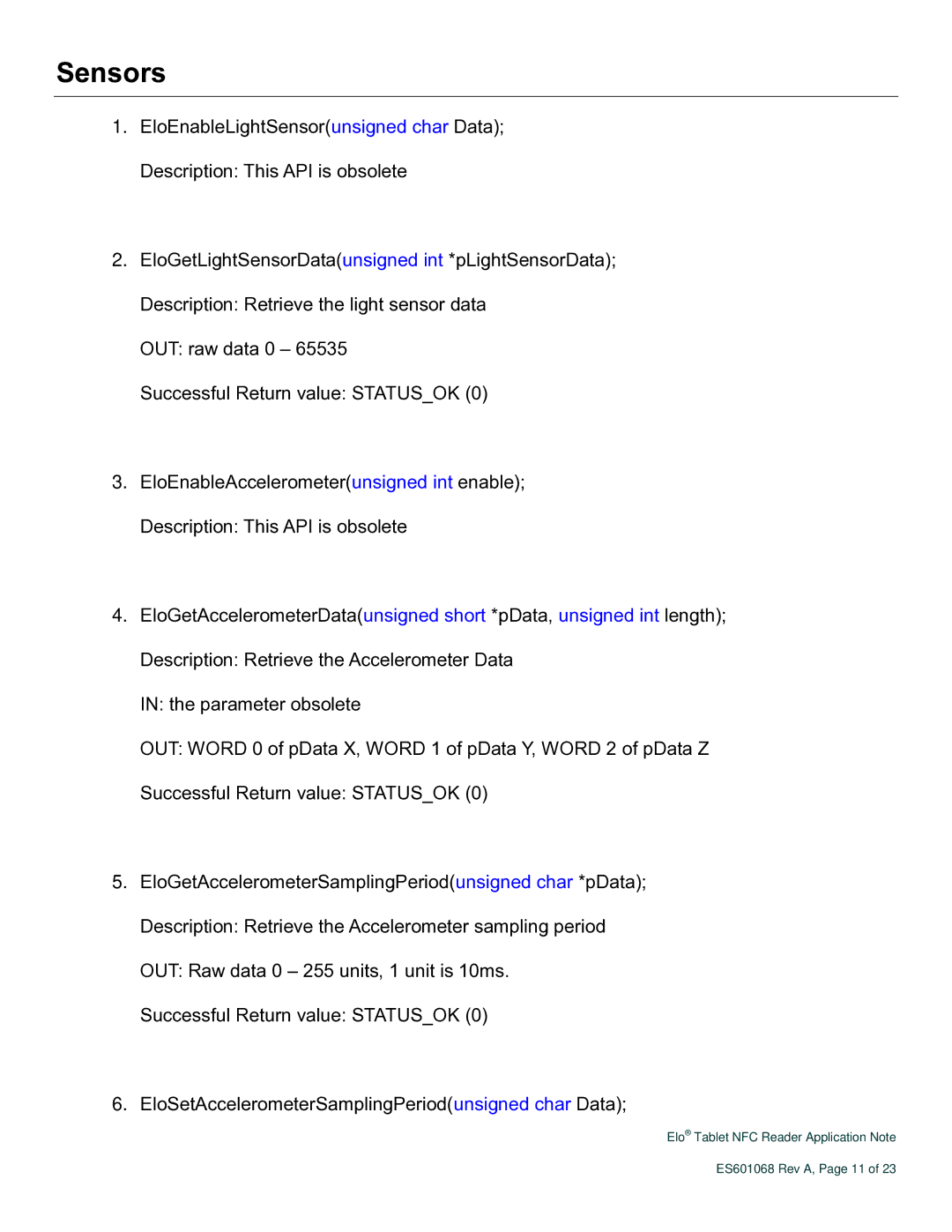 Elo TouchSystems ES601068 Rev A manual Sensors 