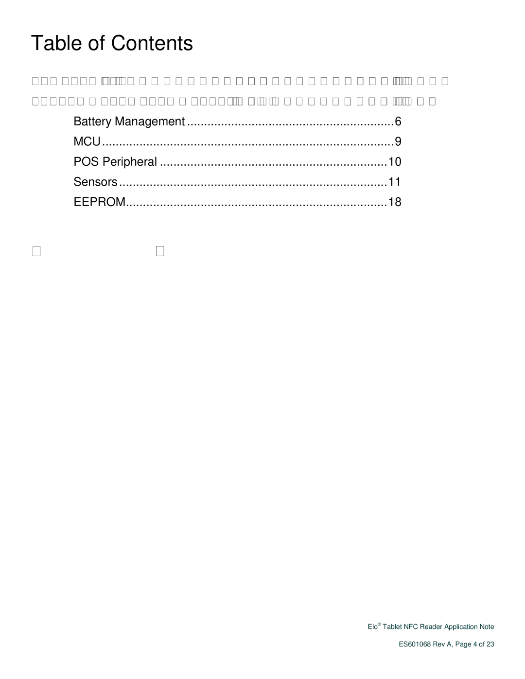 Elo TouchSystems ES601068 Rev A manual Table of Contents 