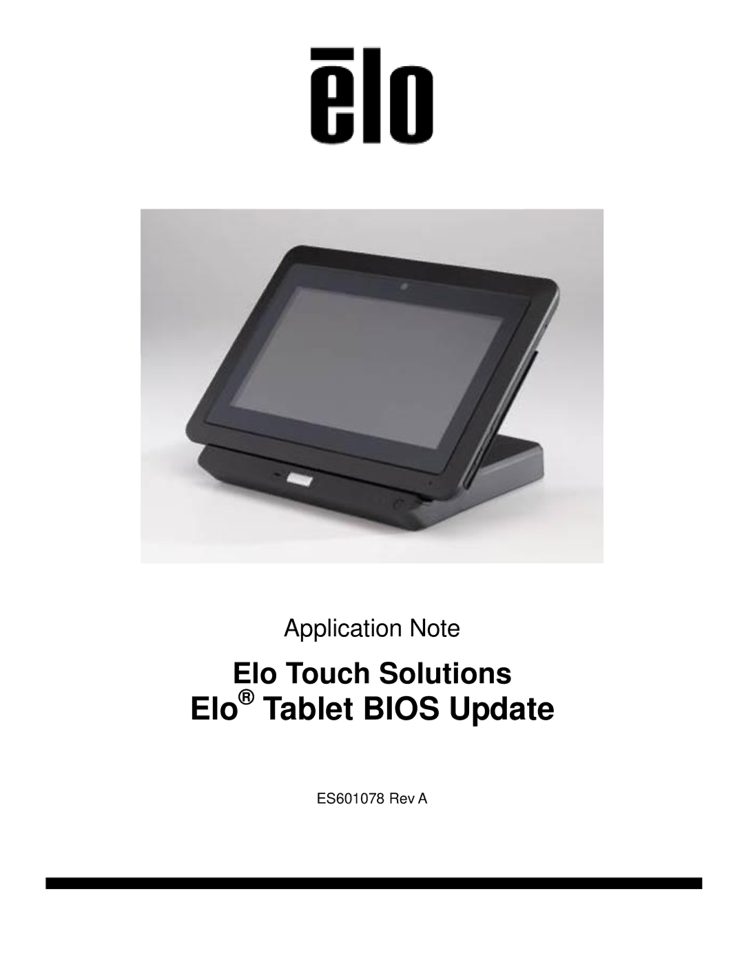 Elo TouchSystems ES601078 Rev A manual Elo Tablet Bios Update 