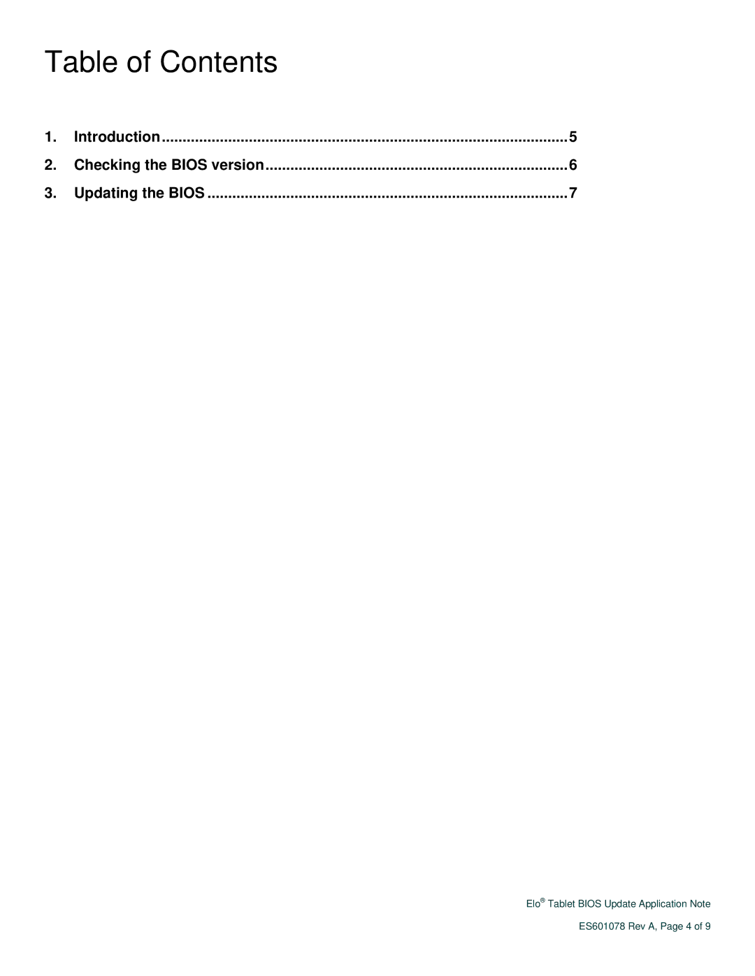 Elo TouchSystems ES601078 Rev A manual Table of Contents 