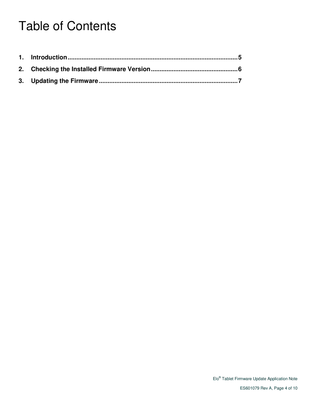 Elo TouchSystems ES601079 manual Table of Contents 