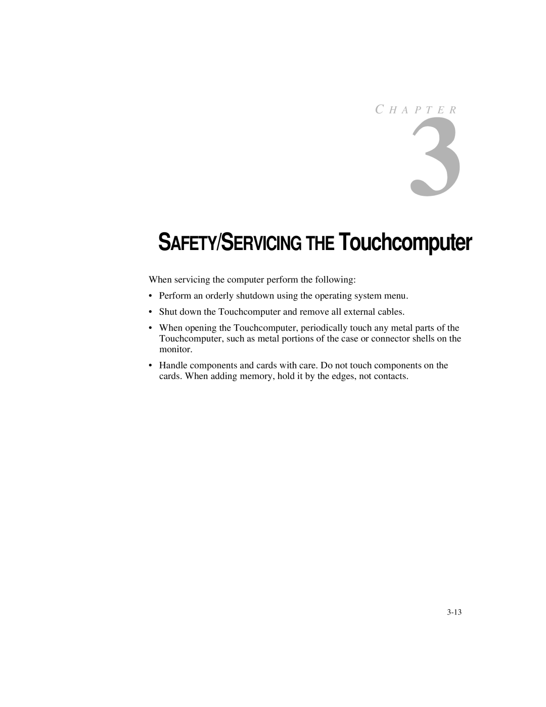 Elo TouchSystems ESY1527L, ESY1525L manual SAFETY/SERVICING the Touchcomputer 