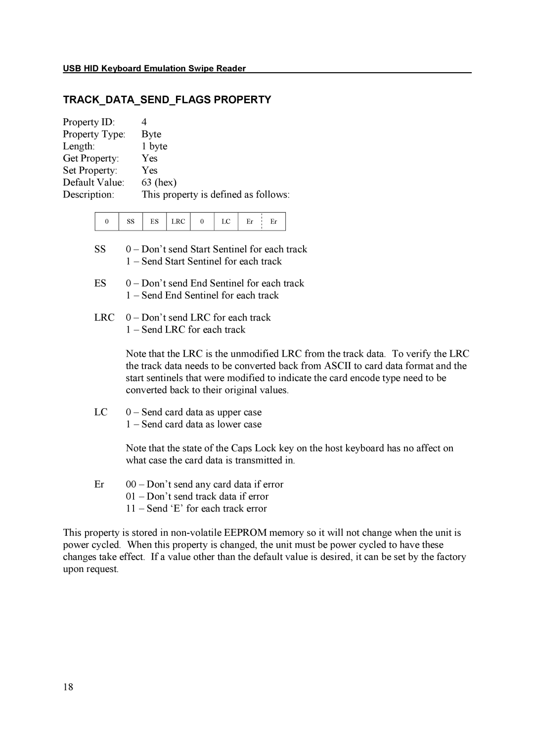 Elo TouchSystems ESY1529L manual Trackdatasendflags Property 