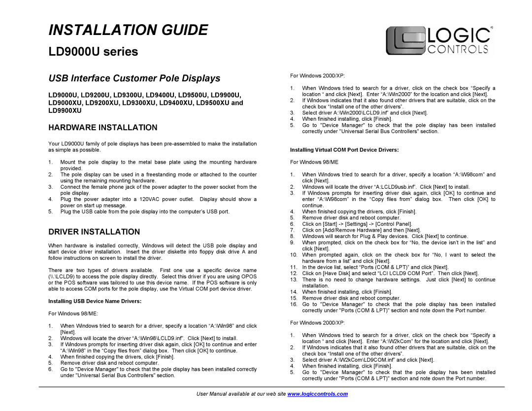 Elo TouchSystems ESY1529L manual Hardware Installation, Driver Installation 