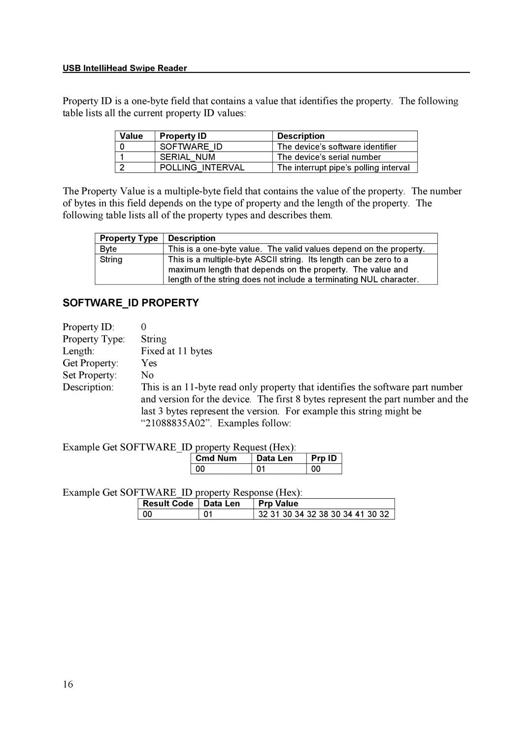 Elo TouchSystems ESY1529L manual Softwareid Property, Value Property ID Description 