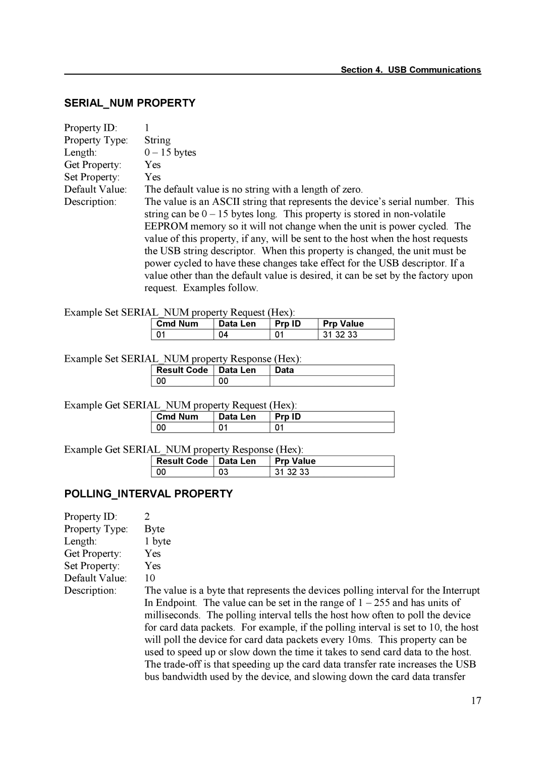 Elo TouchSystems ESY1529L manual Serialnum Property, Pollinginterval Property 