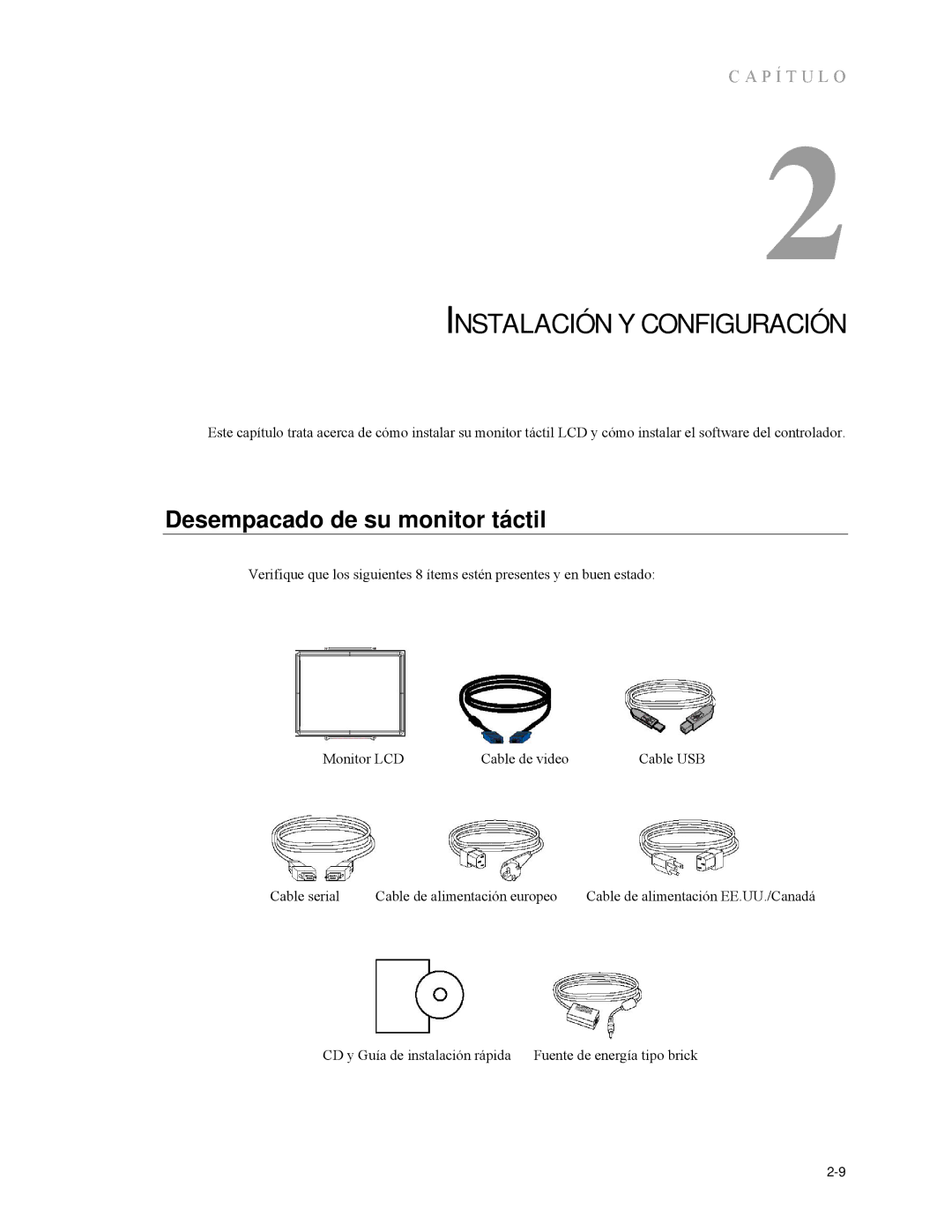 Elo TouchSystems ET1537L manual Instalación Y Configuración, Desempacado de su monitor táctil 