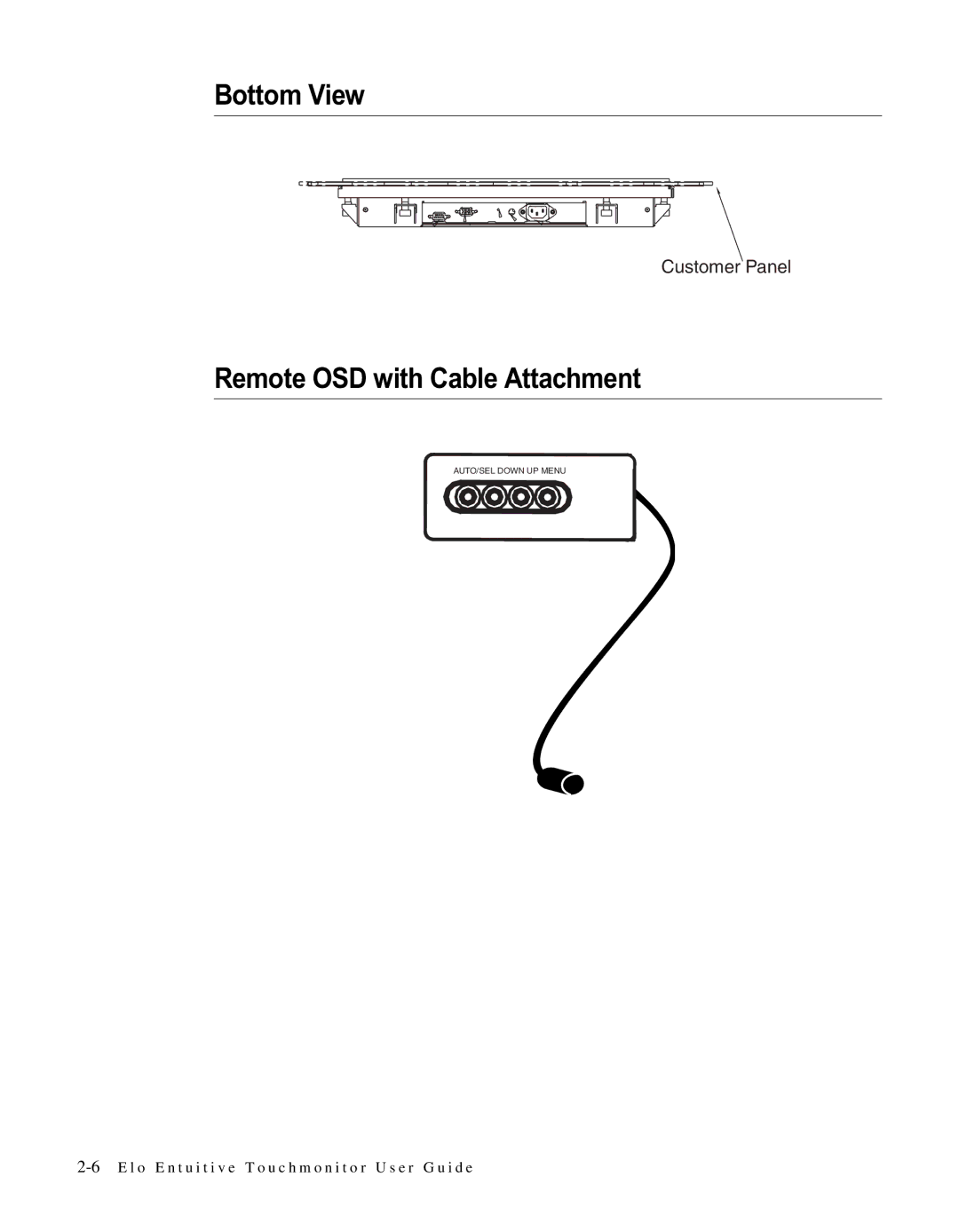 Elo TouchSystems ET1566L-7SWC-1 manual Bottom View 