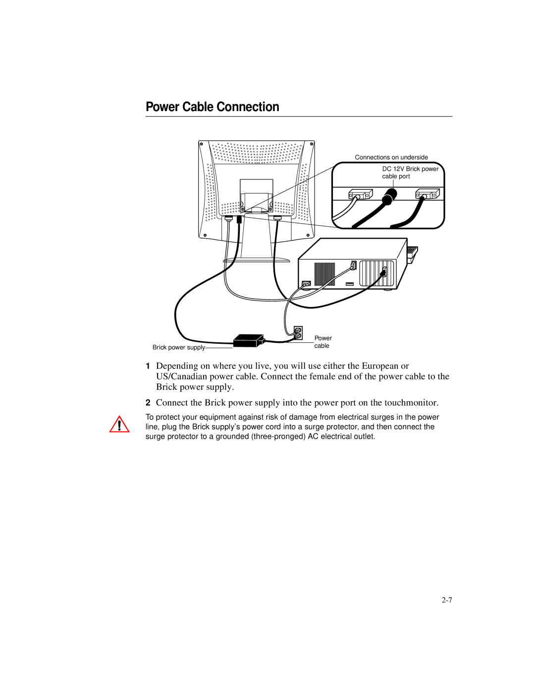 Elo TouchSystems ET1724L-7SWB-1-NL, ET1724L-8SWB-1-NL manual Power Cable Connection 