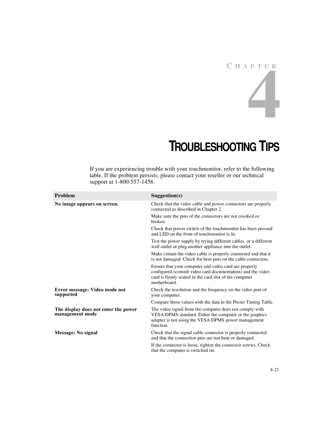 Elo TouchSystems ET1724L-7SWB-1-NL, ET1724L-8SWB-1-NL manual Troubleshooting Tips 