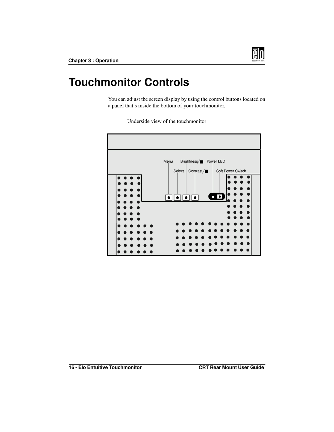 Elo TouchSystems ET1745C, ET1545C manual Touchmonitor Controls 