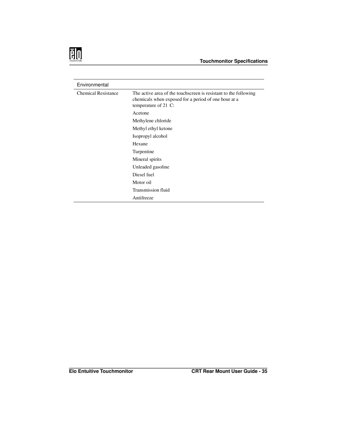 Elo TouchSystems ET1545C, ET1745C manual Touchmonitor Specifications 