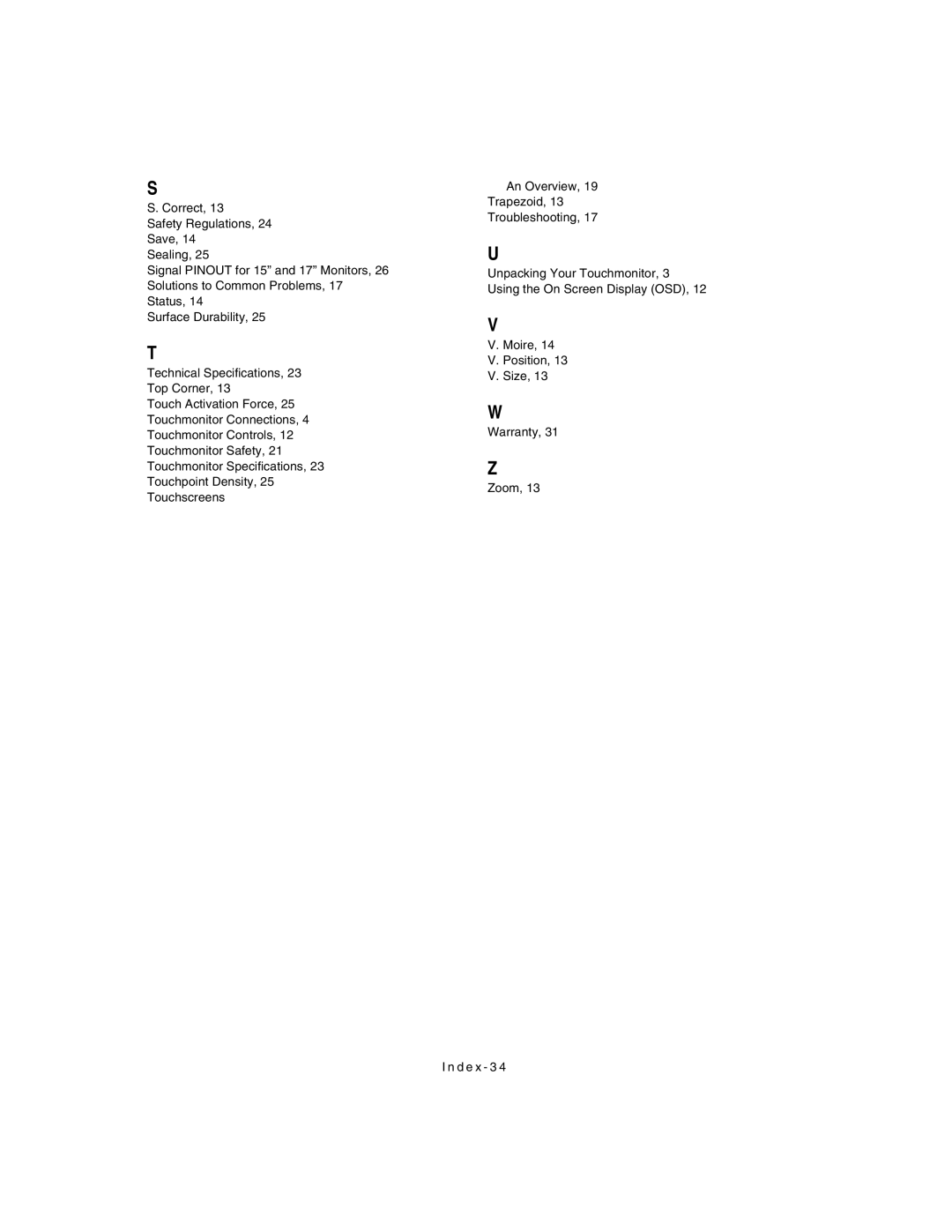 Elo TouchSystems ET1X45C-4SWE-1, ET1X45C-4UWE-1 manual 