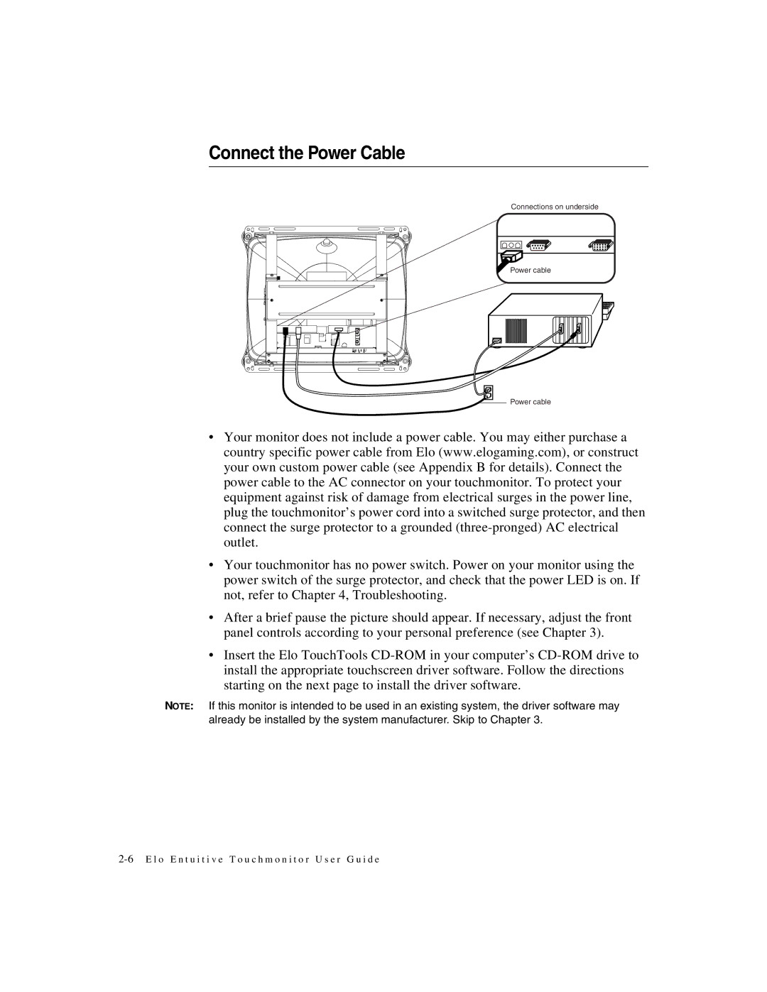 Elo TouchSystems ET1X8XC-4XWA-1, ET2187C-4XWA-1 manual Connect the Power Cable 