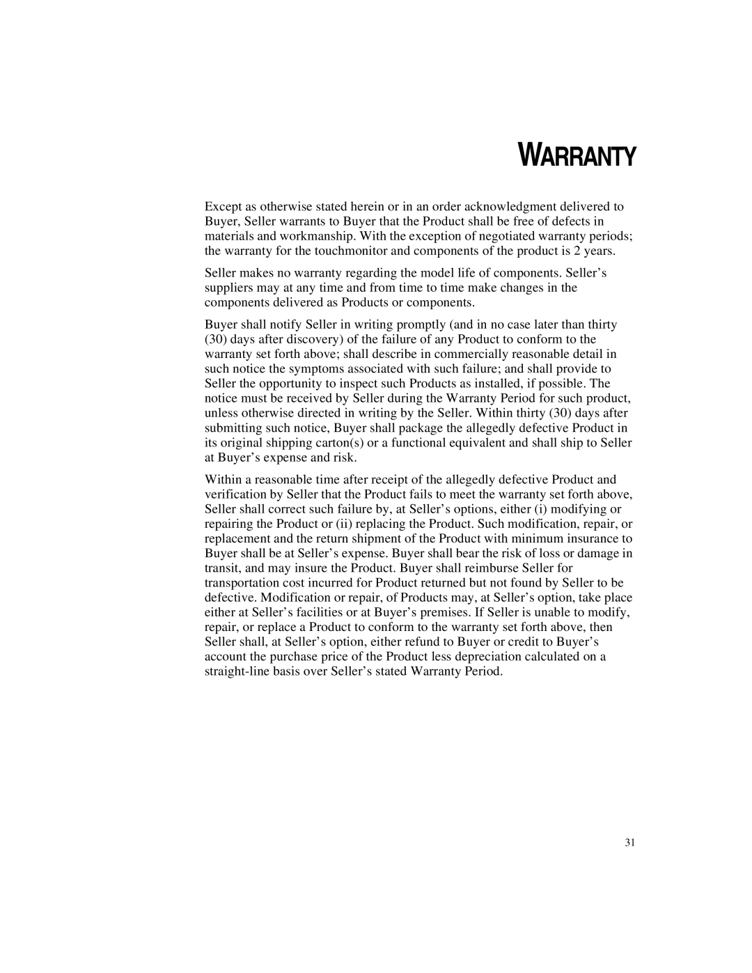 Elo TouchSystems ET2187C-4XWA-1, ET1X8XC-4XWA-1 manual Warranty 