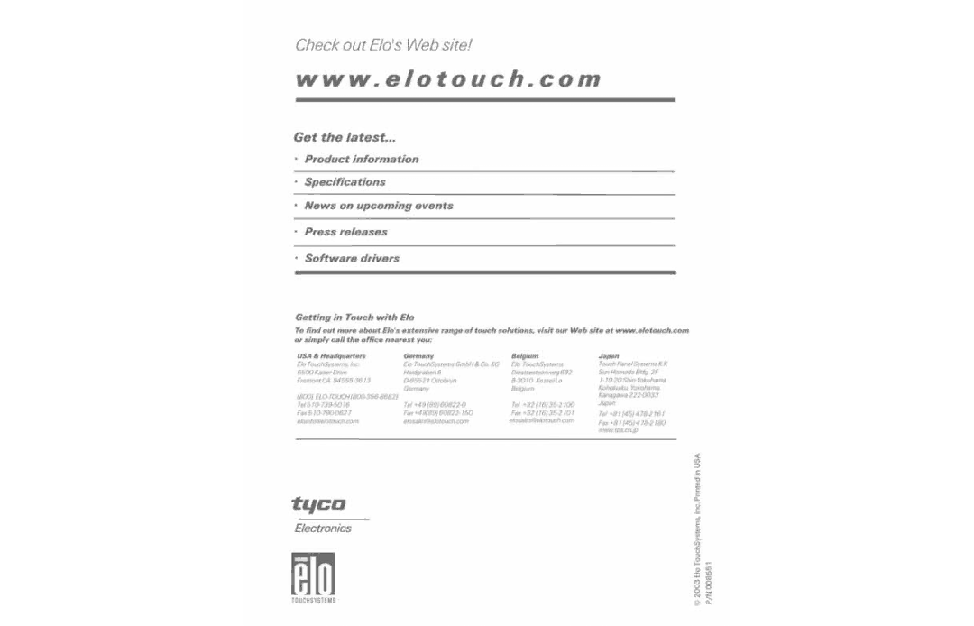 Elo TouchSystems ET2187C-4XWA-1, ET1X8XC-4XWA-1 manual 