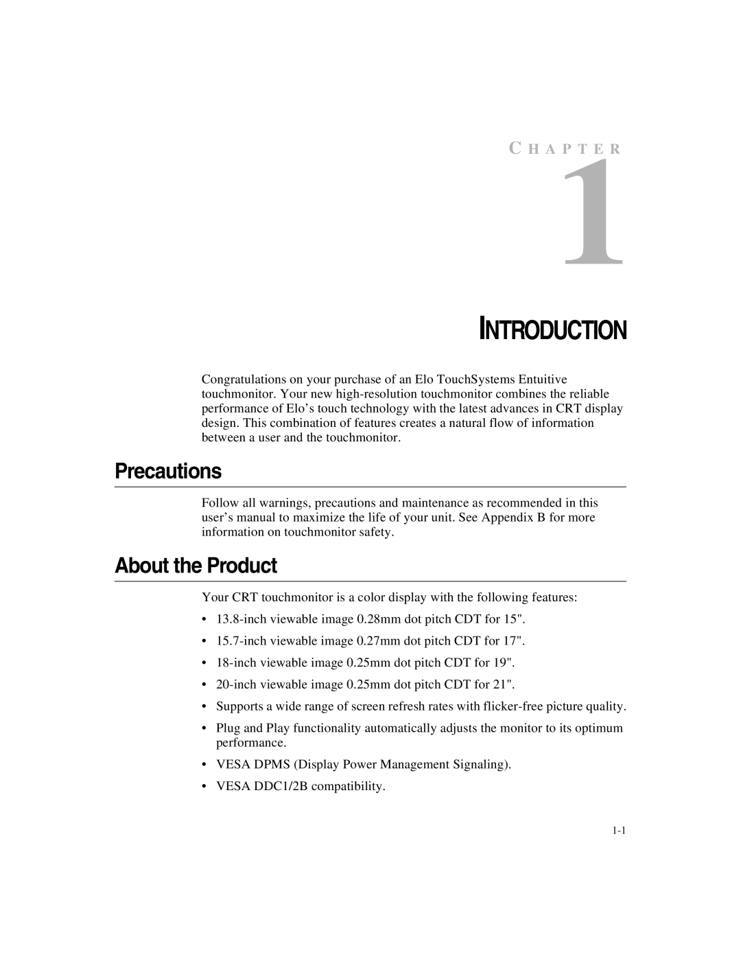 Elo TouchSystems ET2187C-4XWA-1, ET1X8XC-4XWA-1 manual Introduction, Precautions, About the Product 