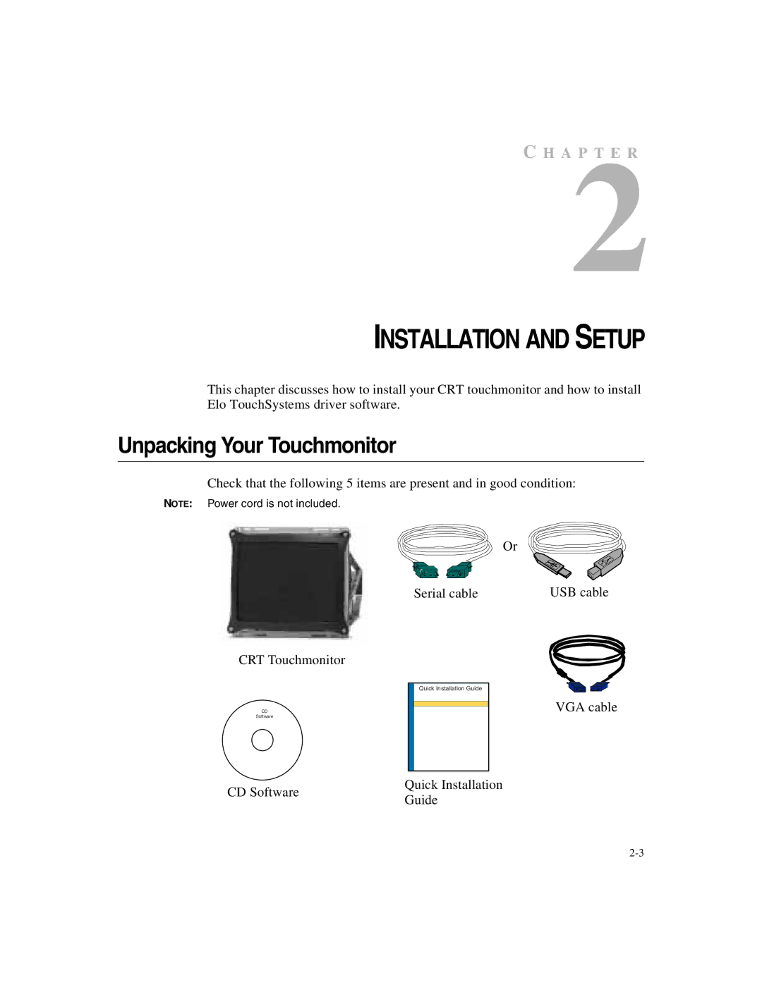 Elo TouchSystems ET2187C-4XWA-1, ET1X8XC-4XWA-1 manual Installation and Setup, Unpacking Your Touchmonitor 