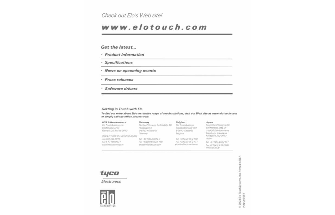 Elo TouchSystems ET2187C-4XWA-1, ET1X8XC-4XWA-1 manual 