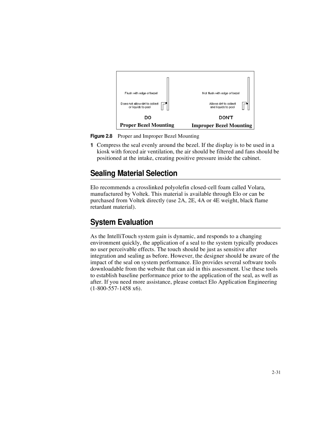 Elo TouchSystems IntelliTouch SecureTouch manual Sealing Material Selection, System Evaluation 