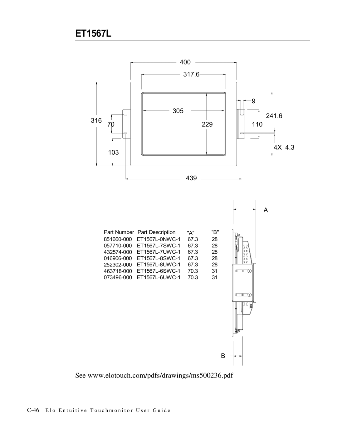 Elo TouchSystems LCD manual ET1567L 