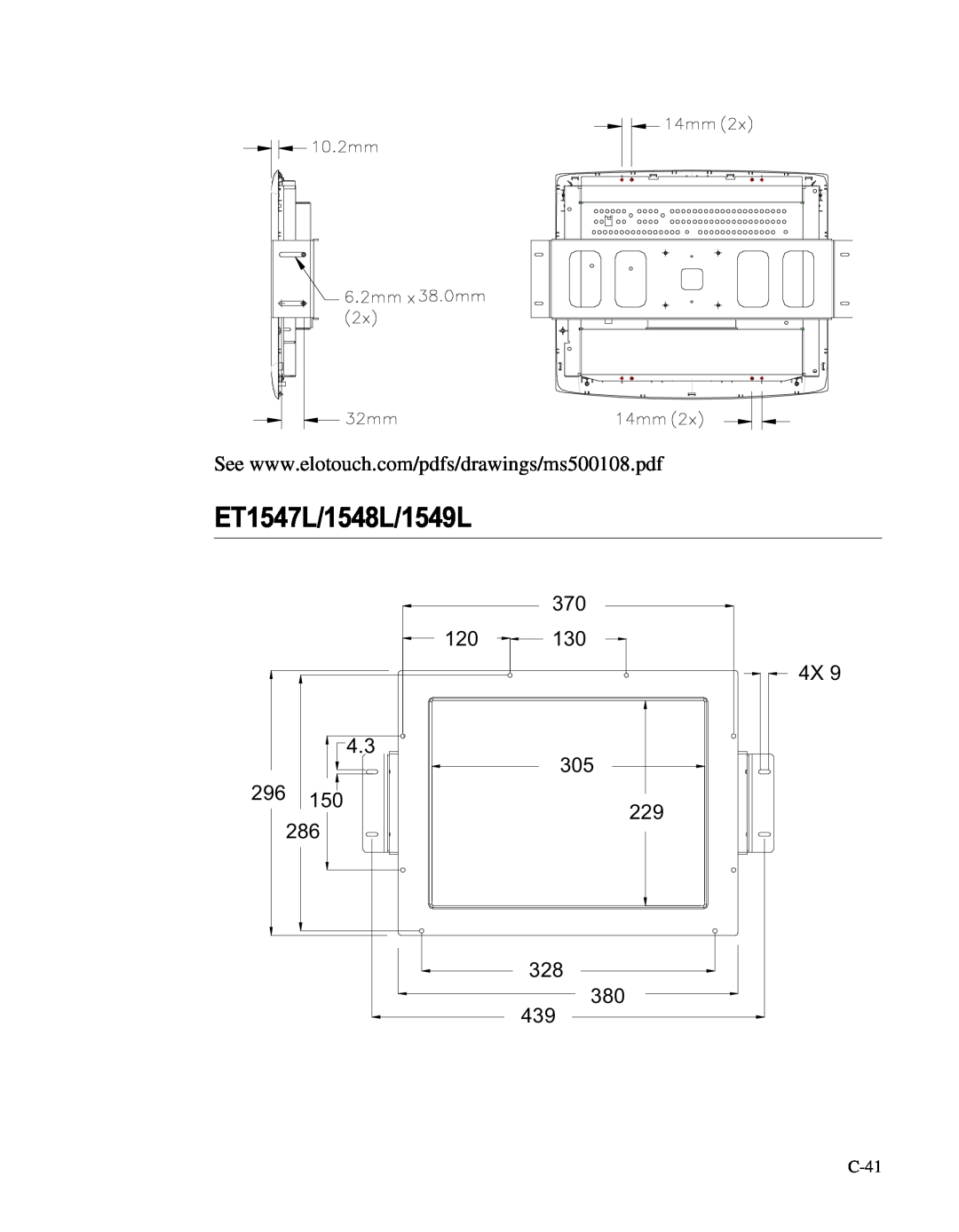 Elo TouchSystems LCD manual ET1547L/1548L/1549L, C-41 