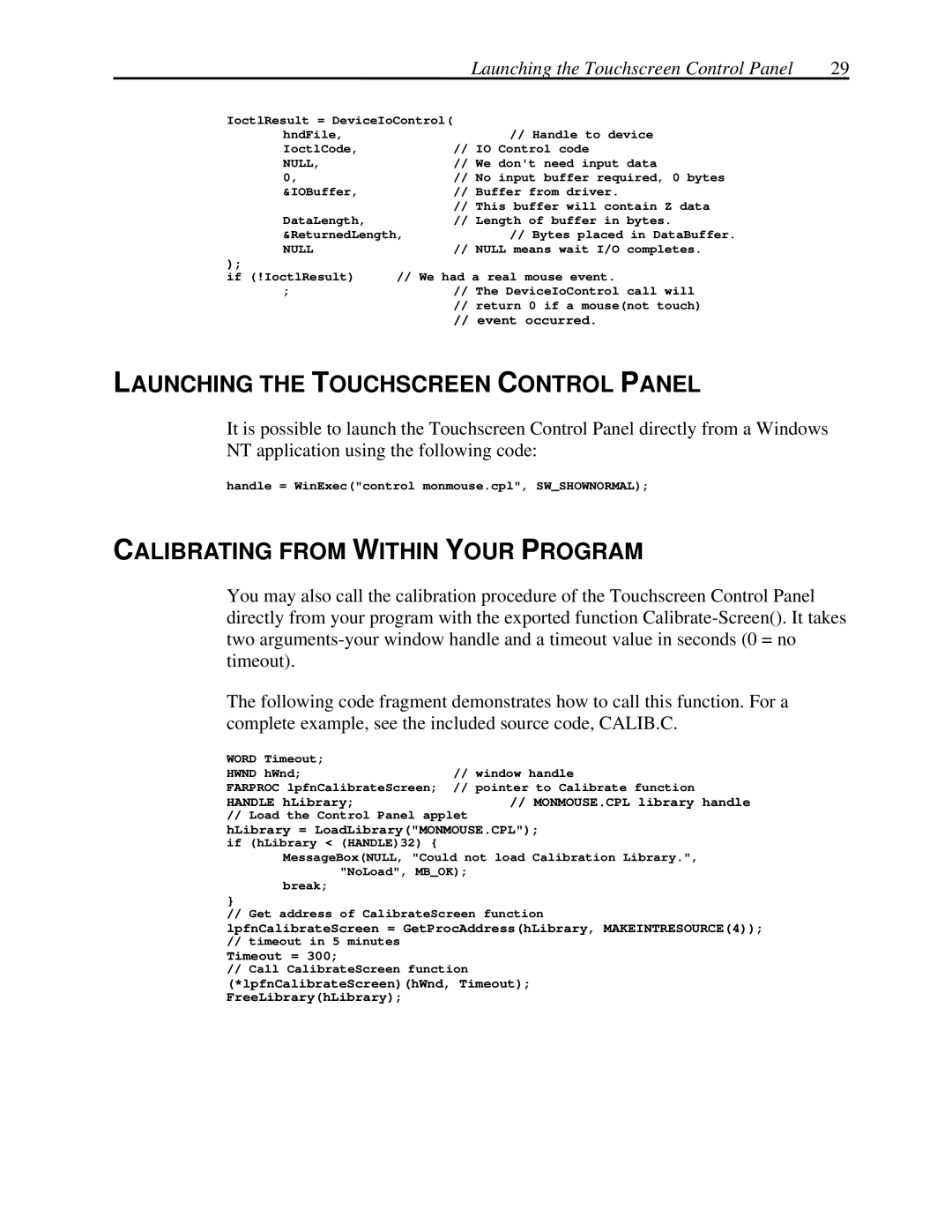 Elo TouchSystems MonitorMouse FOR WINDOWS NT Version 2.0 manual Launching the Touchscreen Control Panel 