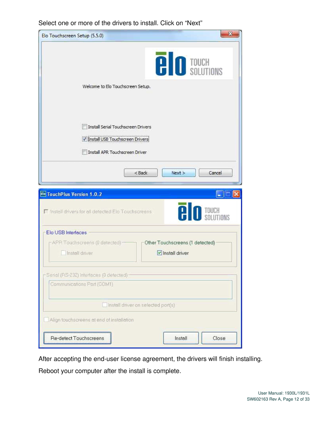 Elo TouchSystems user manual SW602163 Rev A, Page 12 