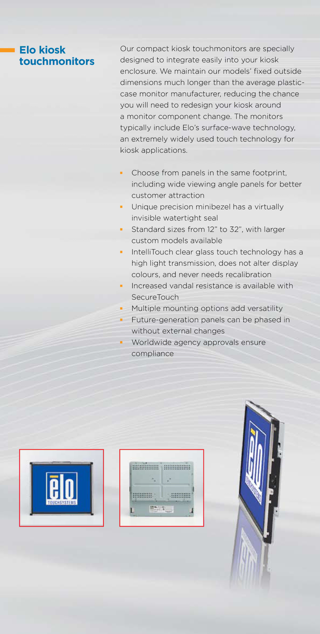 Elo TouchSystems Toucmonitor manual Elo kiosk touchmonitors 