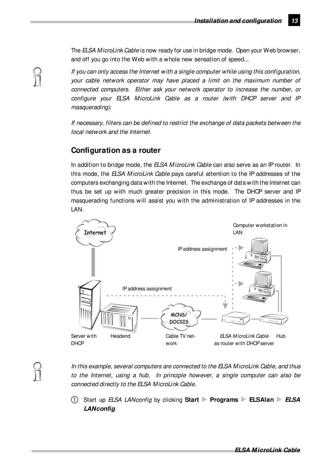 ELSA Cable manual Configuration as a router, Off you go into the Web with a whole new sensation of speed 