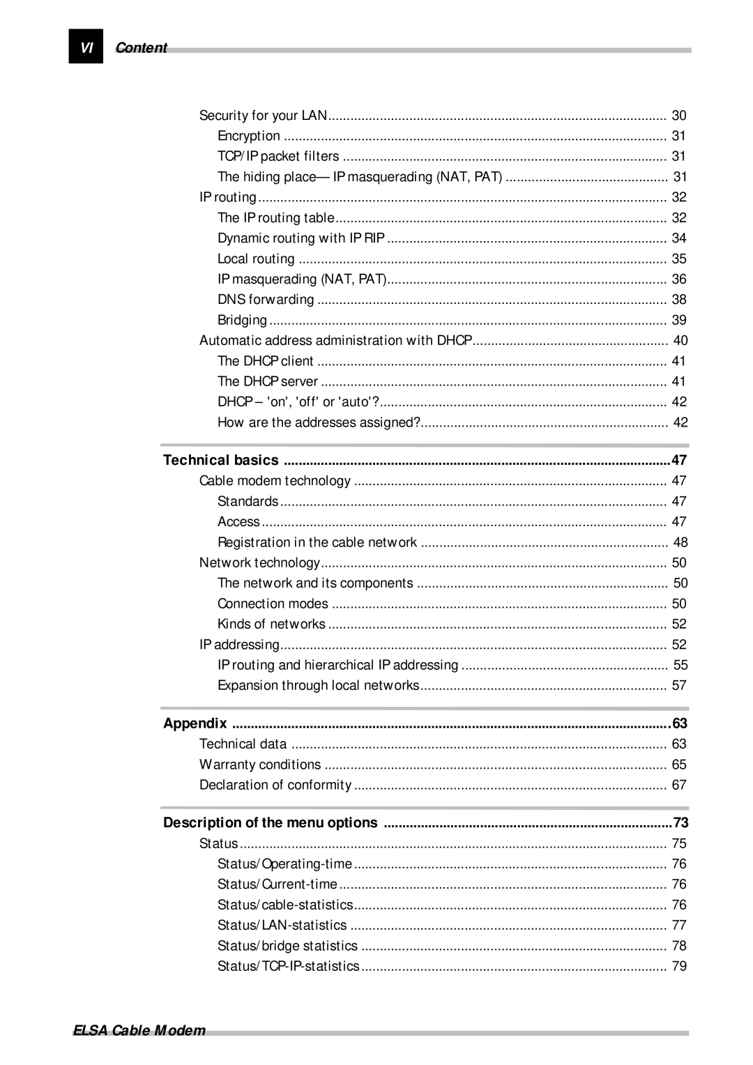 ELSA Cable manual VI Content 