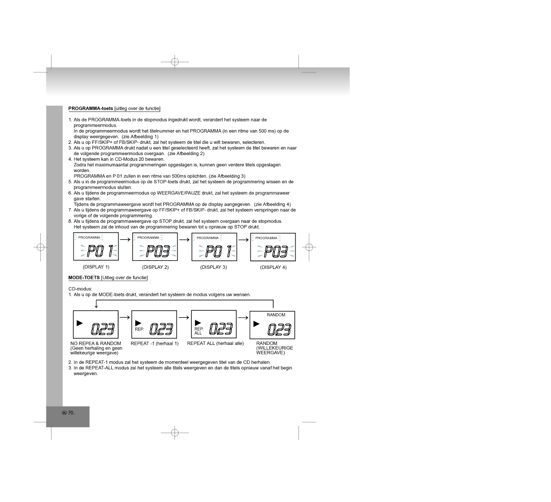 Elta 2308 manual No Repea & Random, Random Willekeurige Weergave 