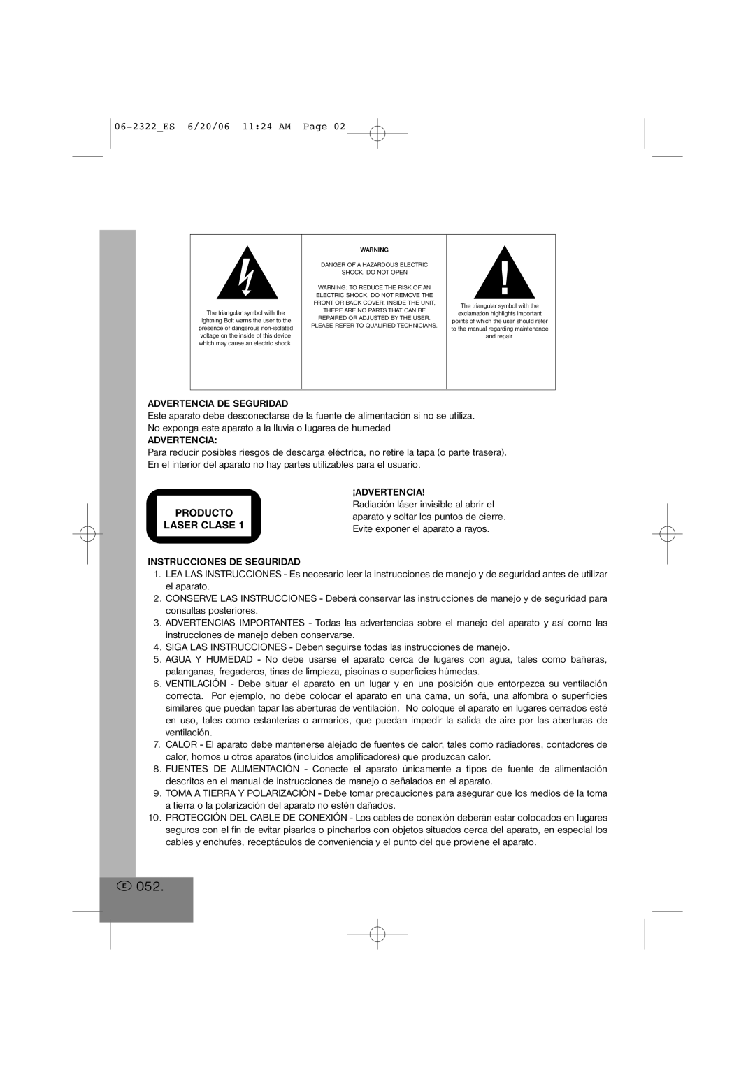 Elta manual 052, 06-2322ES 6/20/06 1124 AM 