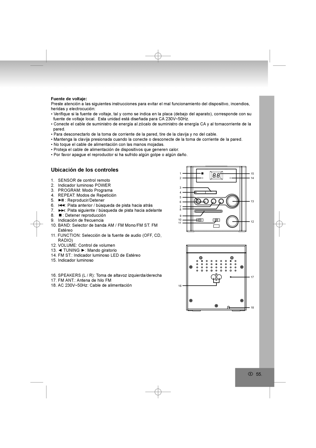 Elta 2402N manual Ubicación de los controles, Fuente de voltaje 