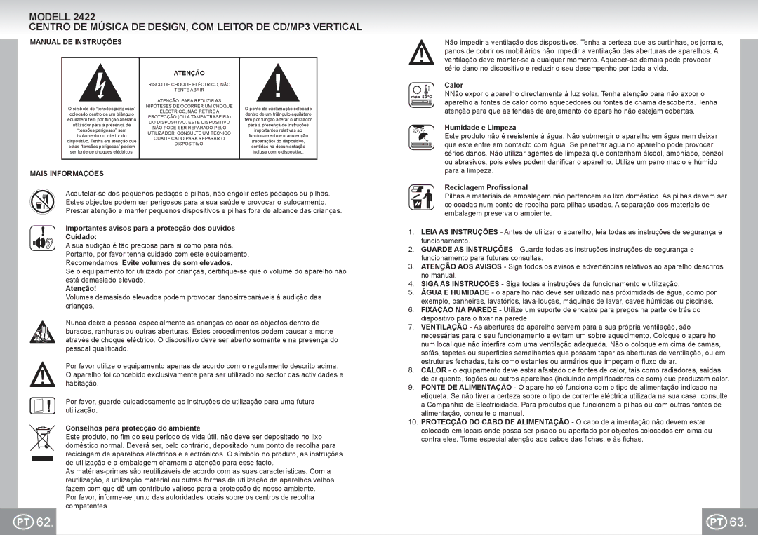 Elta 2422 manual Manual DE Instruções, Mais Informações 