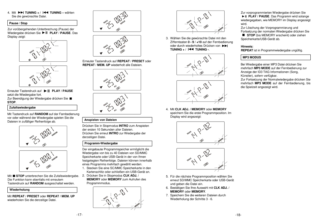 Elta 2461USB manual Play / Pause 